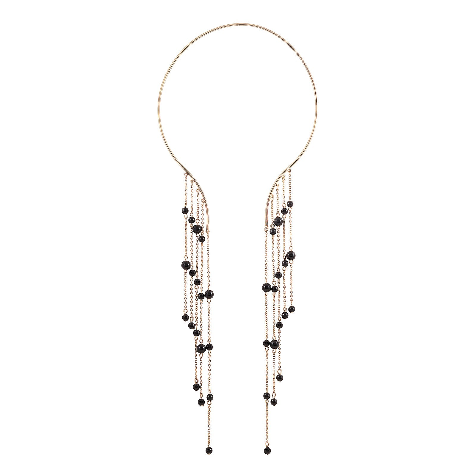 Aegle Golden Black Bead Necklace