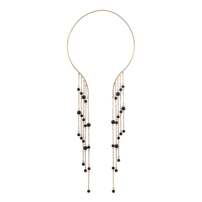Aegle Golden Black Bead Necklace
