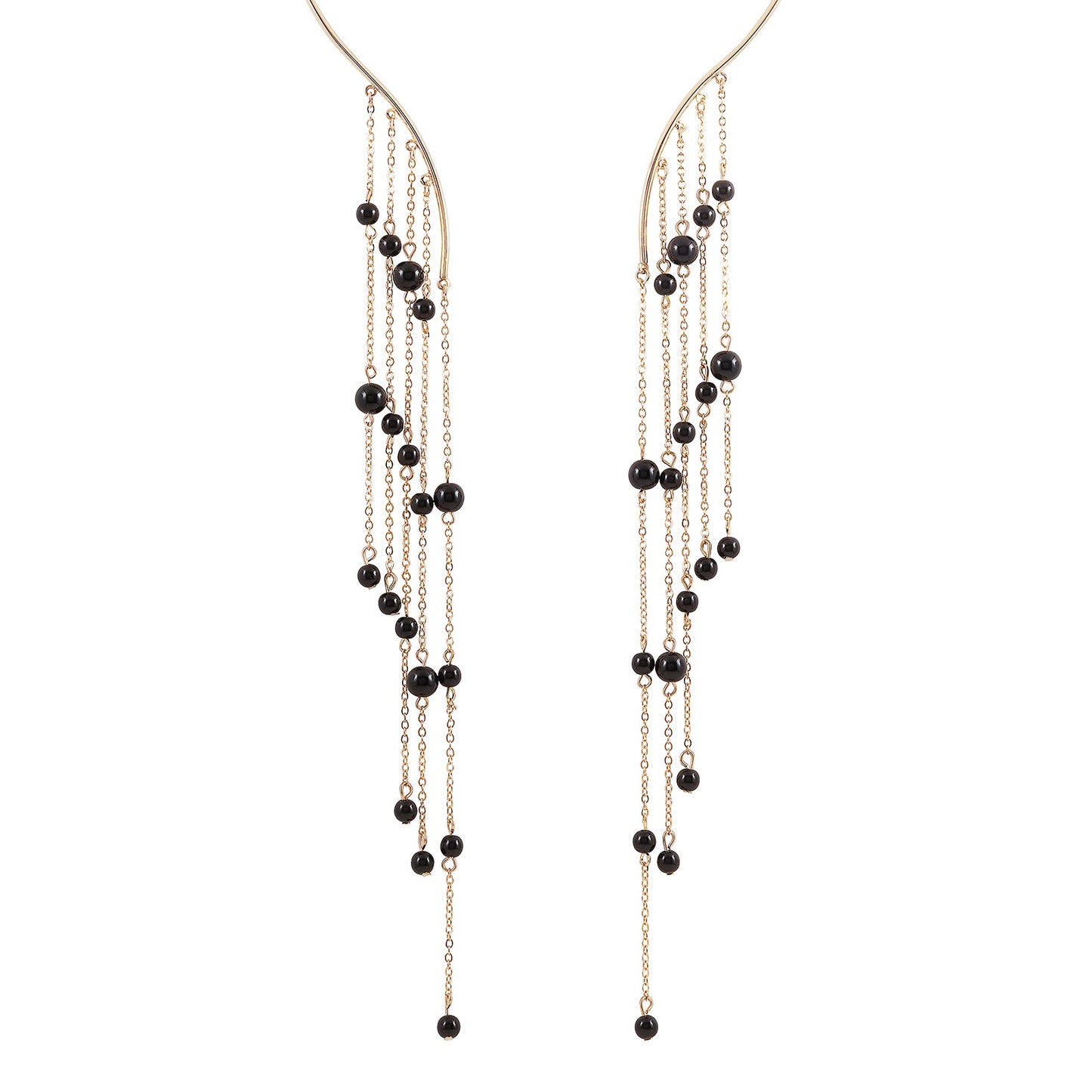 Aegle Golden Black Bead Necklace