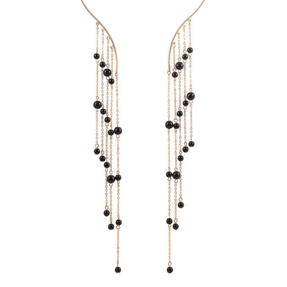 Aegle Golden Black Bead Necklace