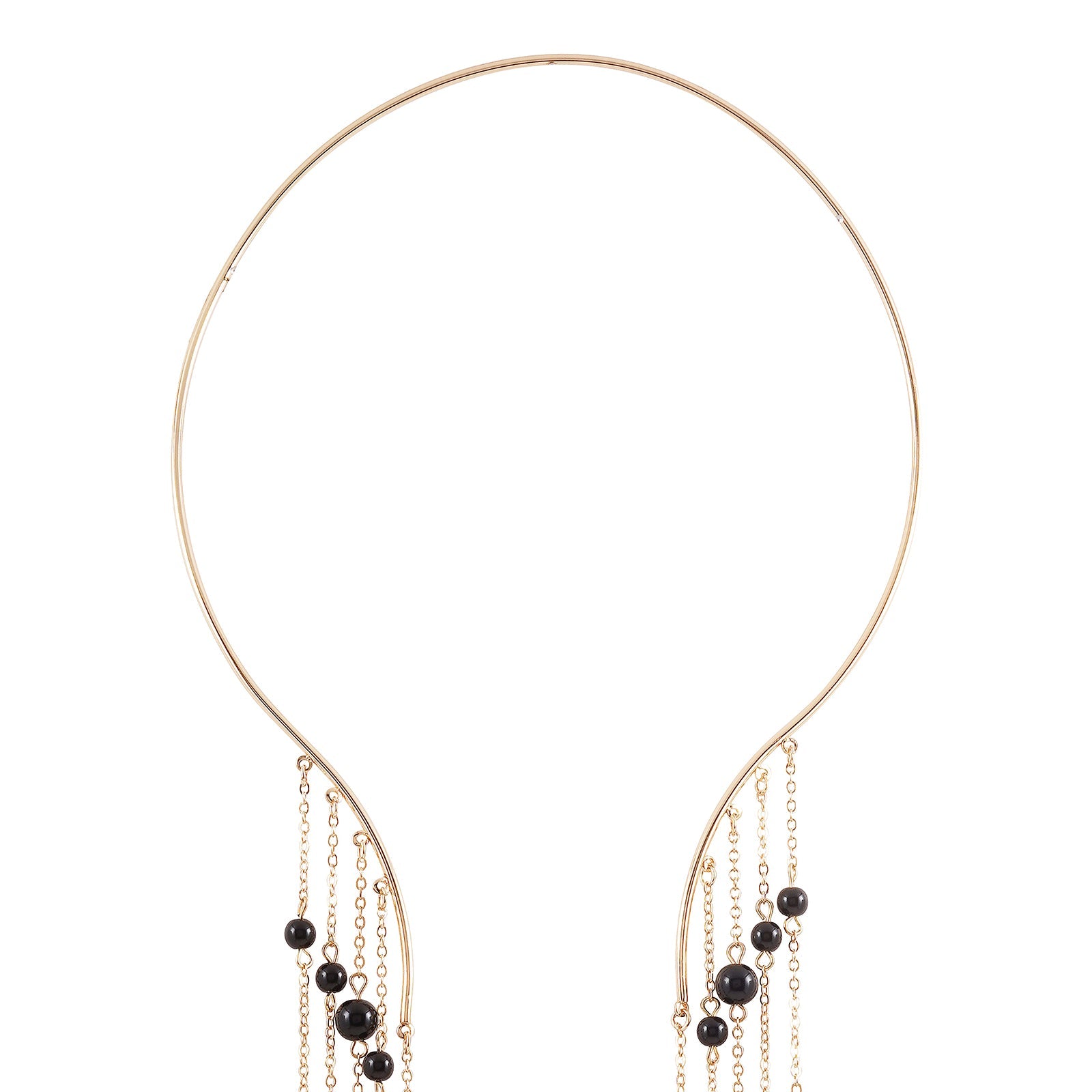 Aegle Golden Black Bead Necklace