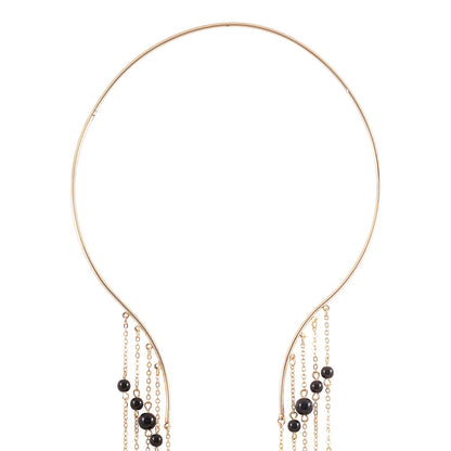 Aegle Golden Black Bead Necklace