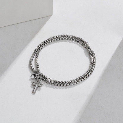 Pollux Double Row Cross Bracelet