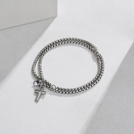 Pollux Double Row Cross Bracelet