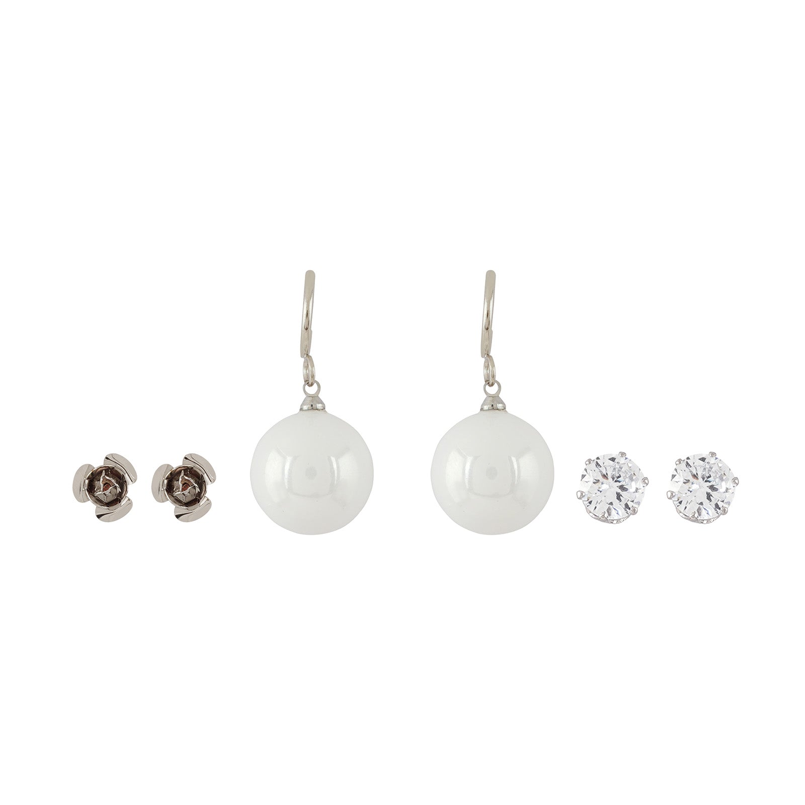 Sora White & Silver Earrings
