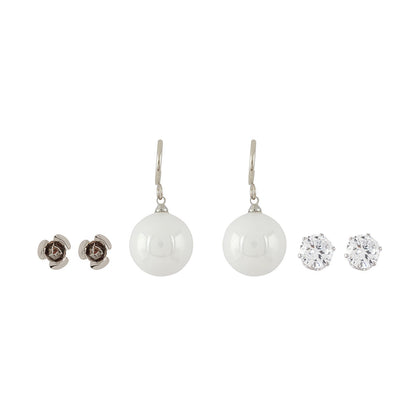 Sora White & Silver Earrings