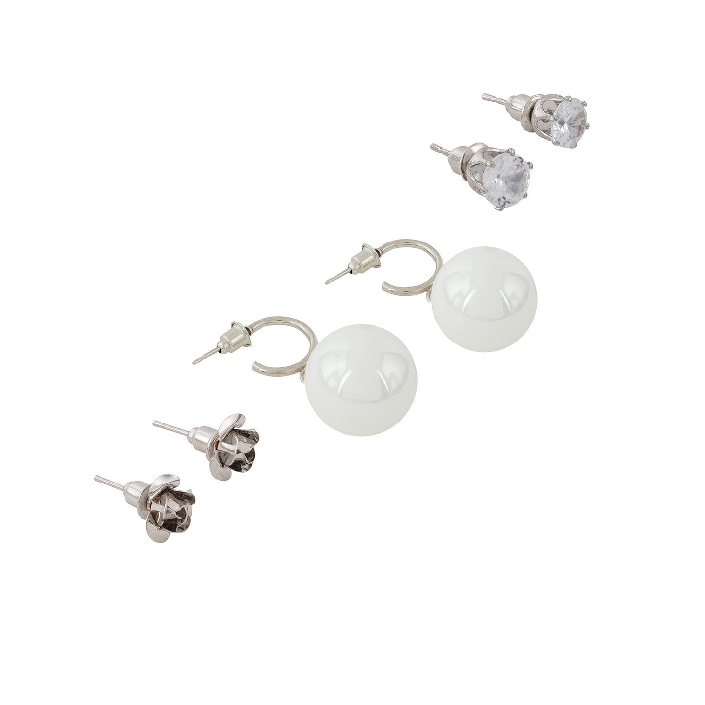 Sora White & Silver Earrings