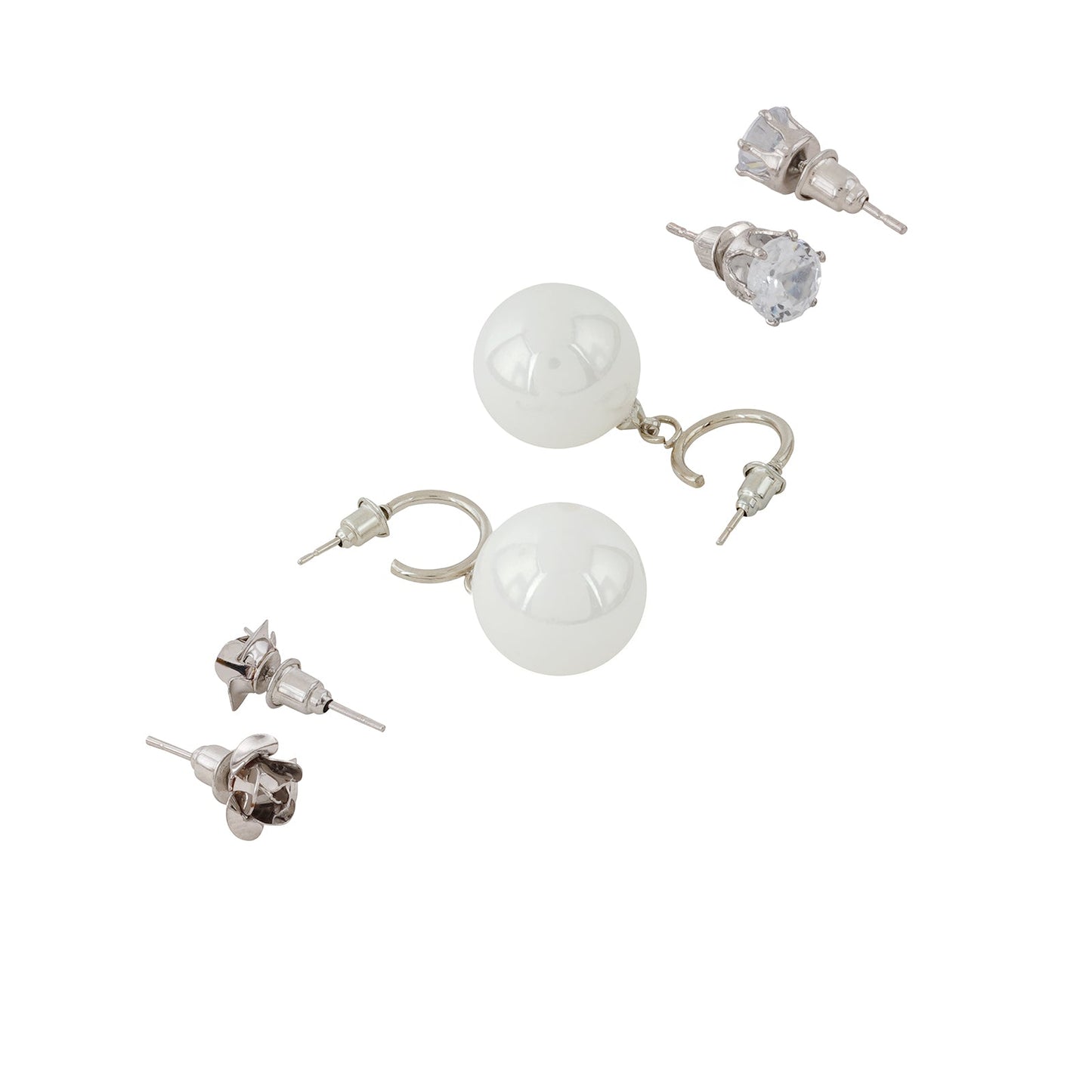 Sora White & Silver Earrings