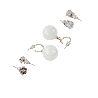 Sora White & Silver Earrings