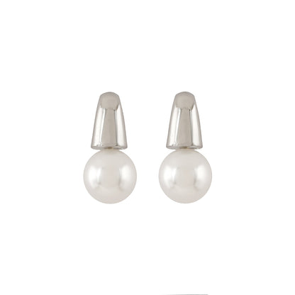 Nari White & Silver Earrings