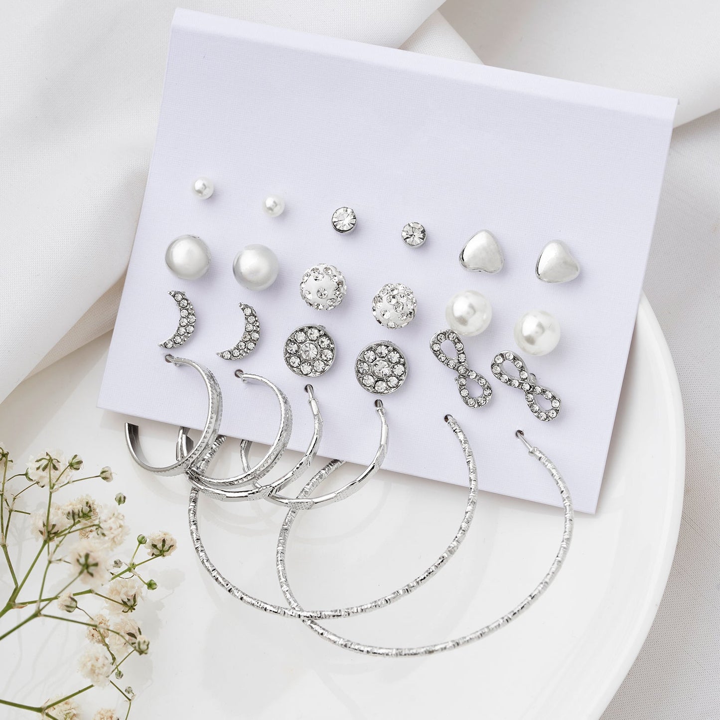 Stay Silver Earring Set