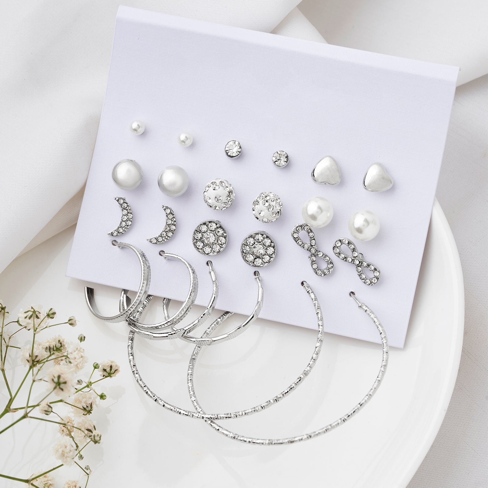 Stay Silver Earring Set