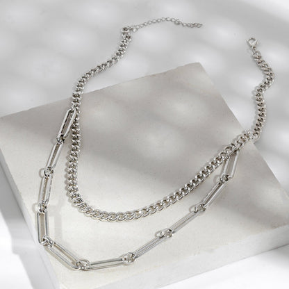 Alpha Men Silver Layered Necklace