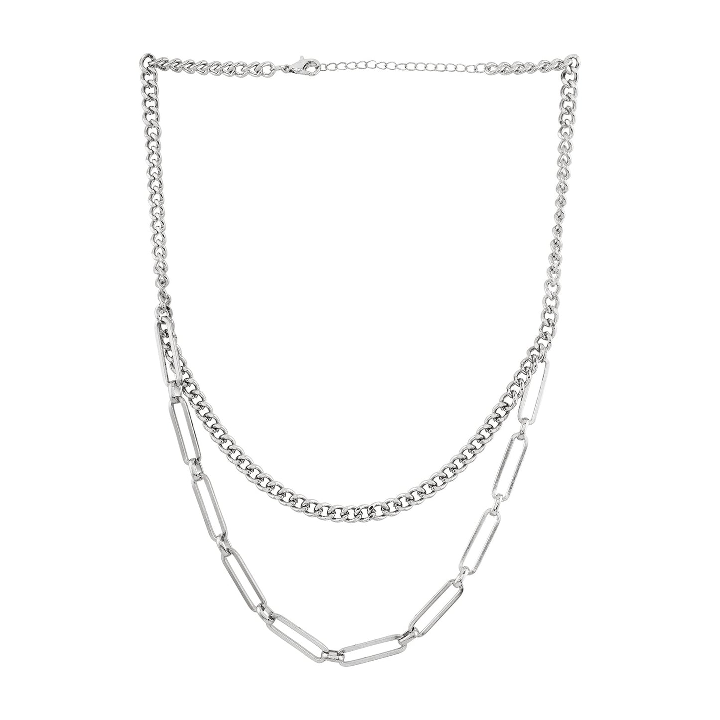 Alpha Men Silver Layered Necklace