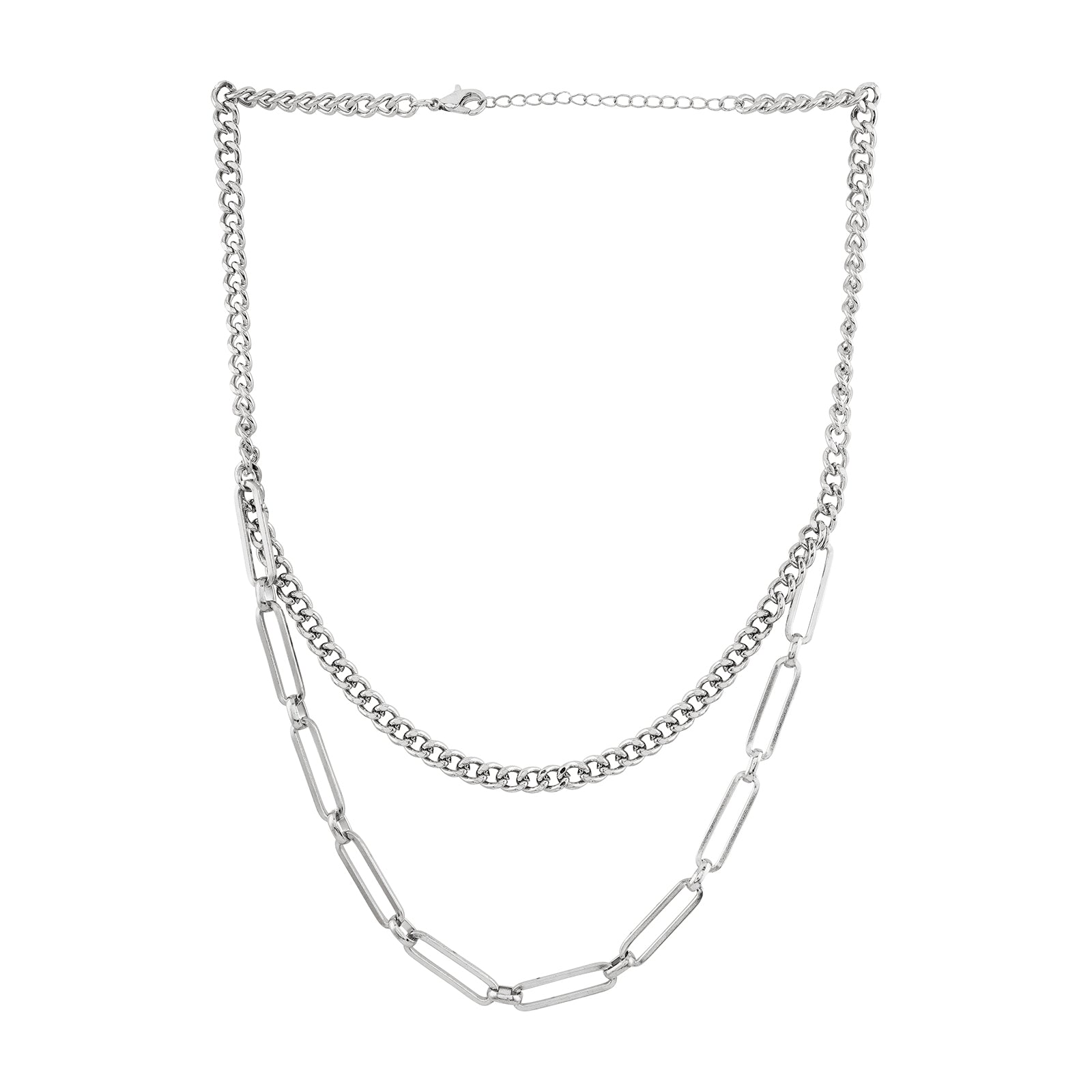 Alpha Men Silver Layered Necklace