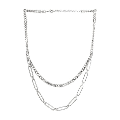Alpha Men Silver Layered Necklace