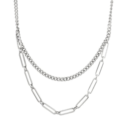 Alpha Men Silver Layered Necklace