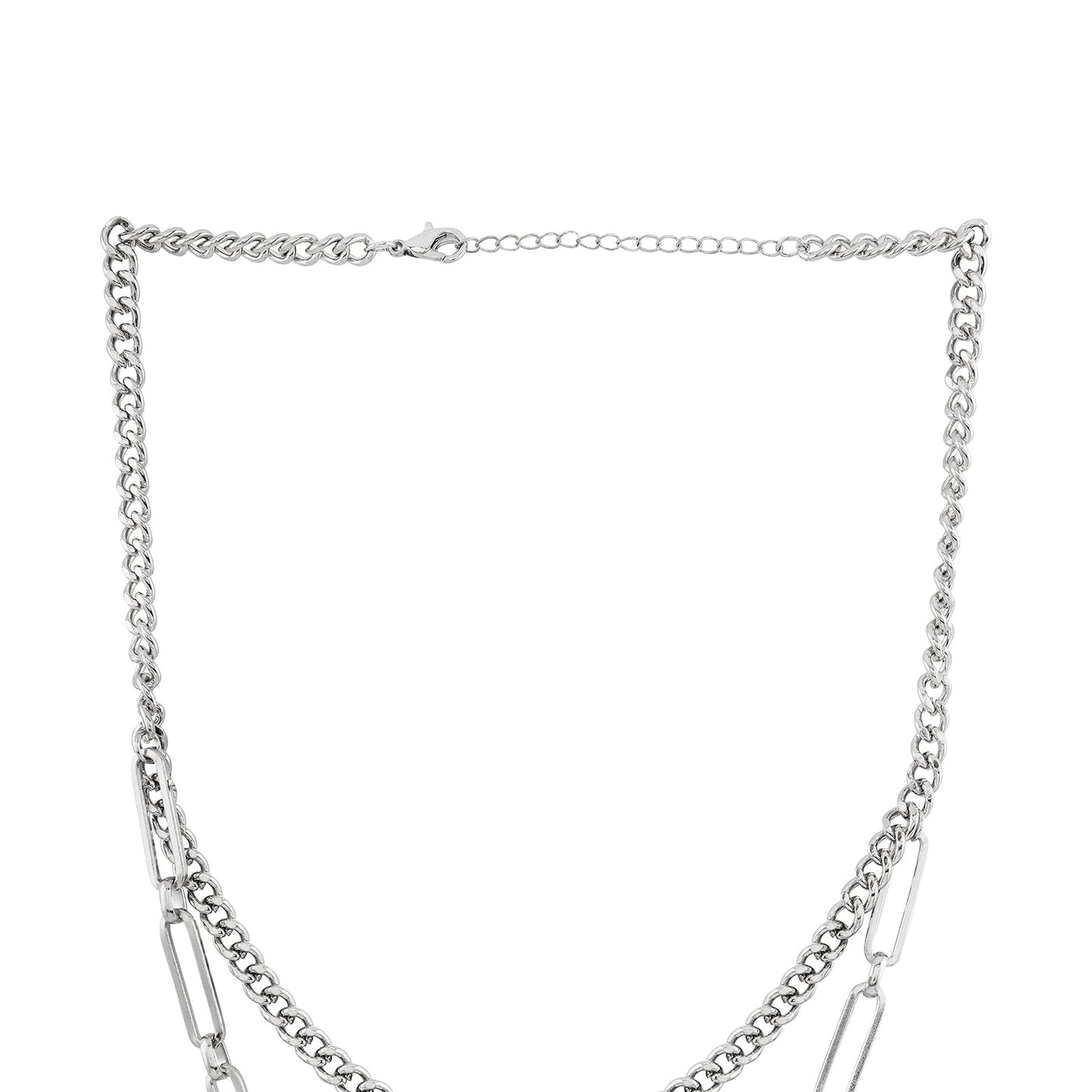 Alpha Men Silver Layered Necklace
