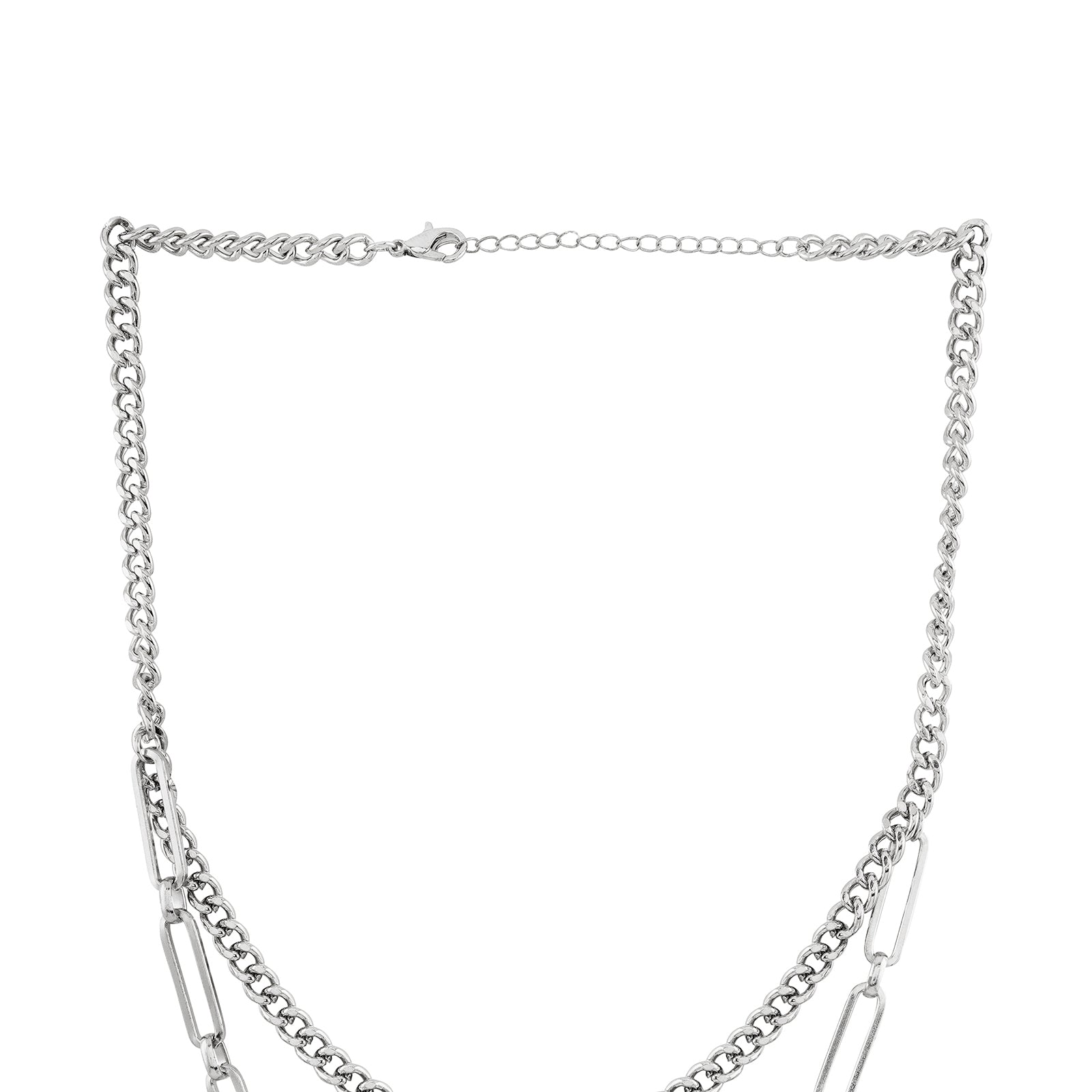 Alpha Men Silver Layered Necklace