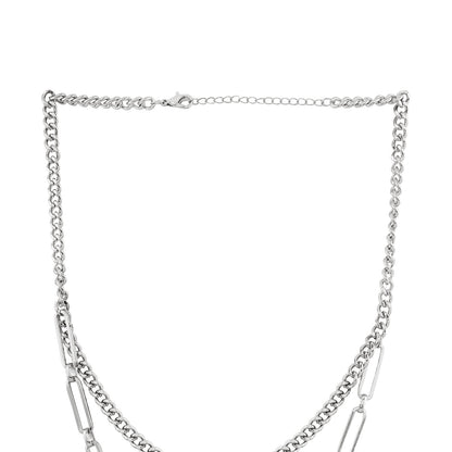 Alpha Men Silver Layered Necklace