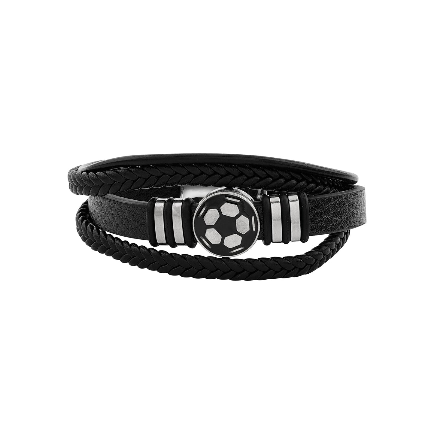 Bennington Black Men's Leather Layered Bracelet