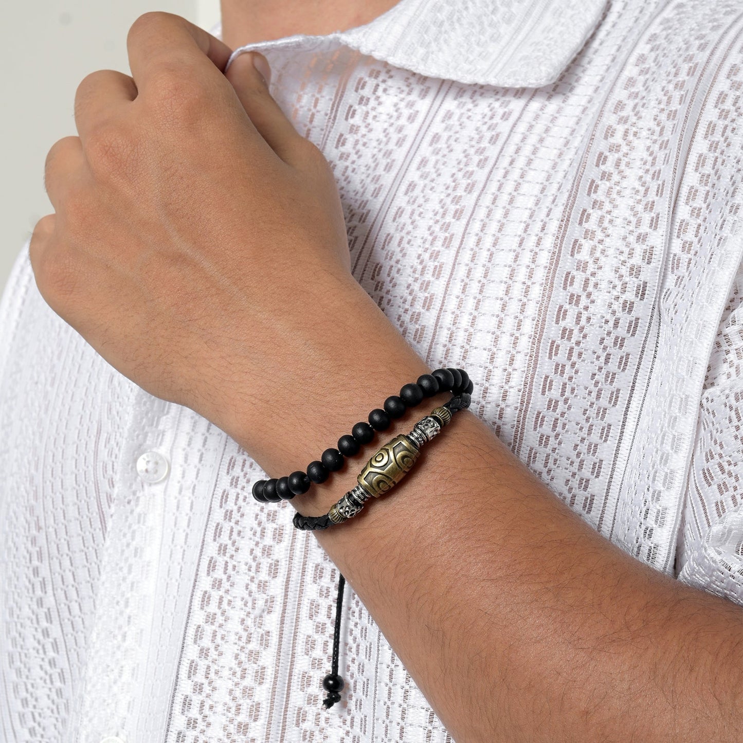Maximus Men Beaded Black Bracelet