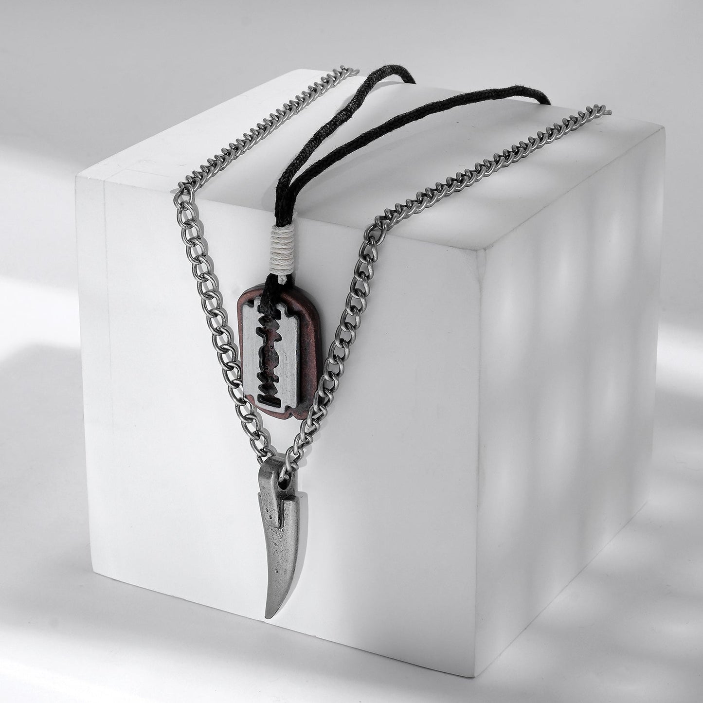 Polin Men's Layered Black Necklace