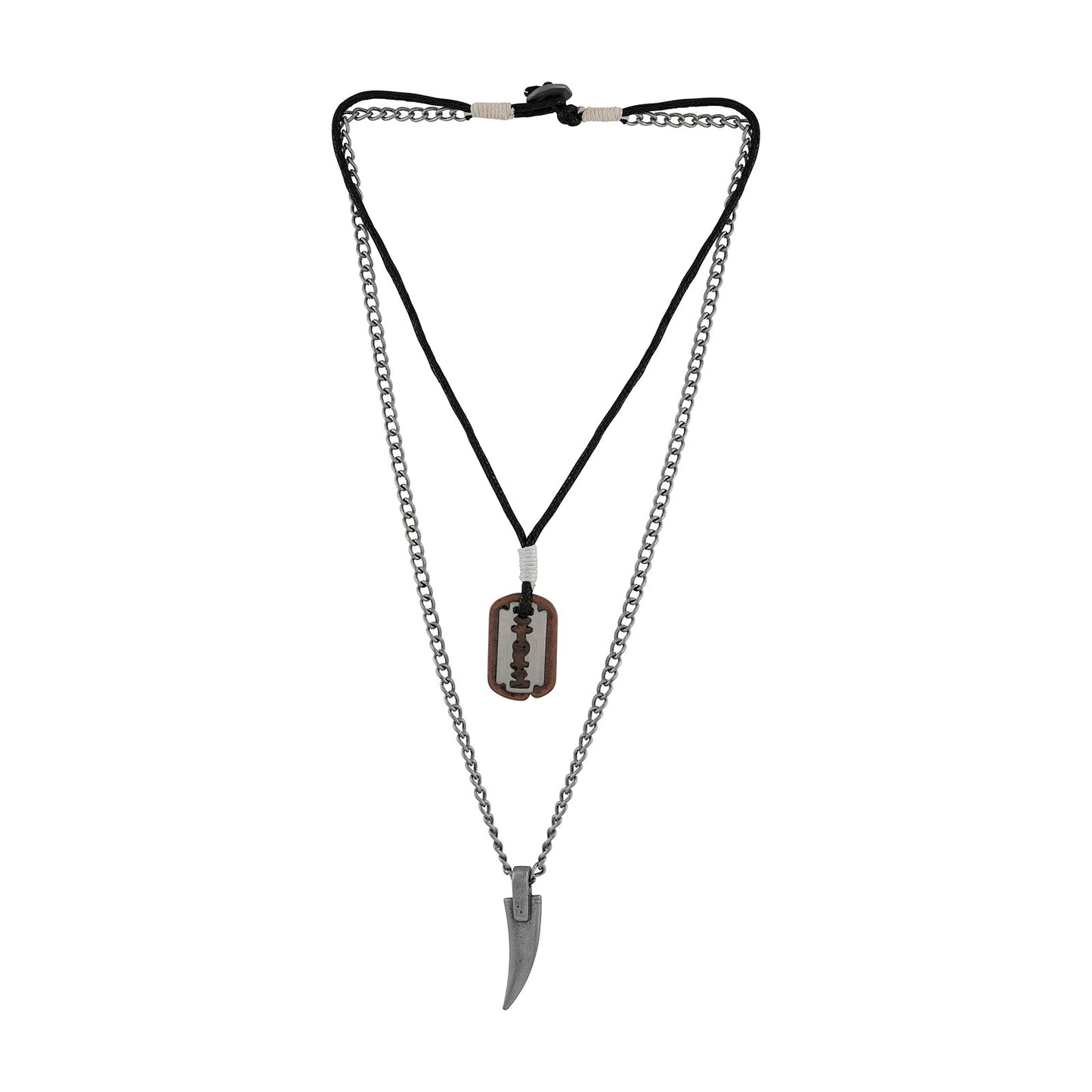 Polin Men's Layered Black Necklace