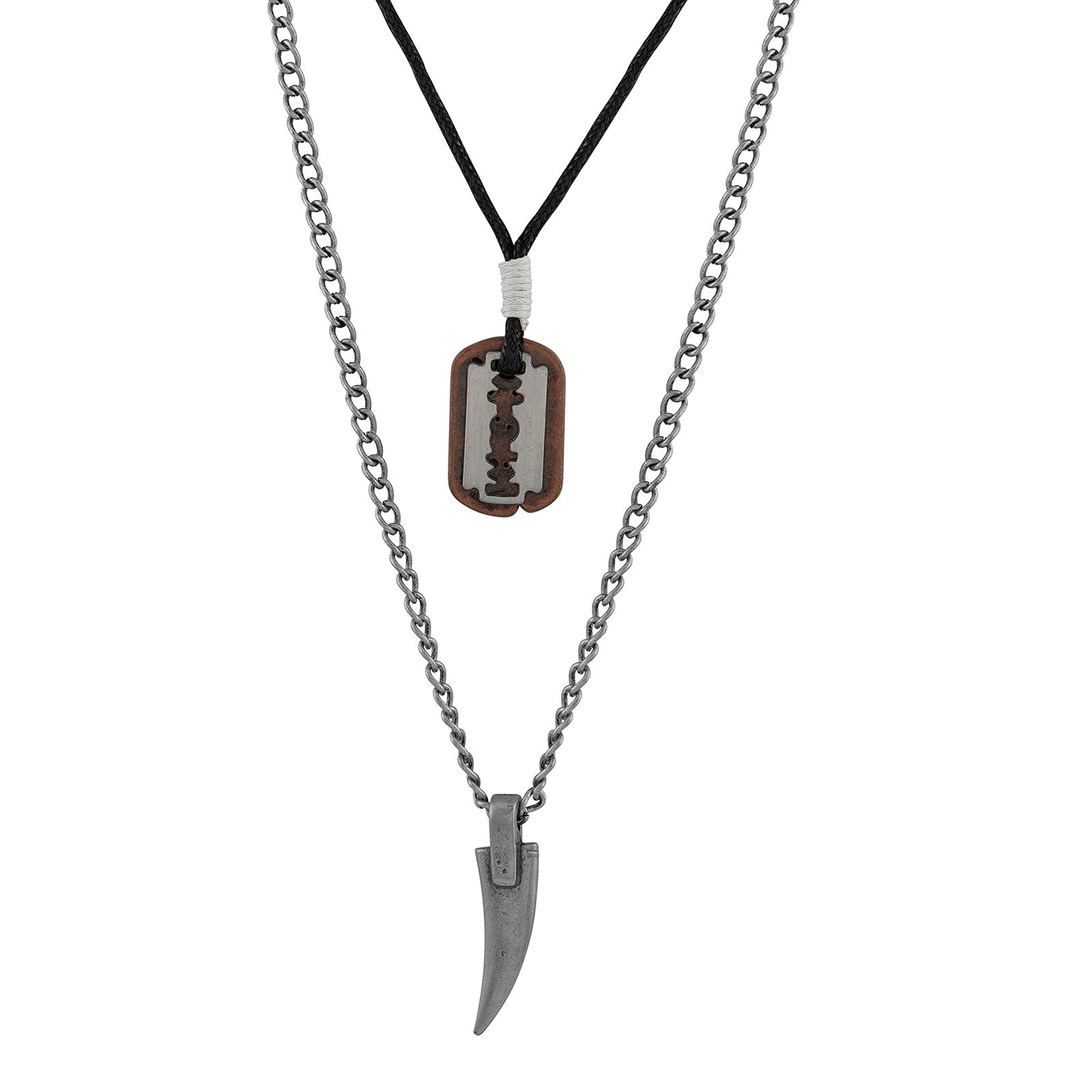 Polin Men's Layered Black Necklace