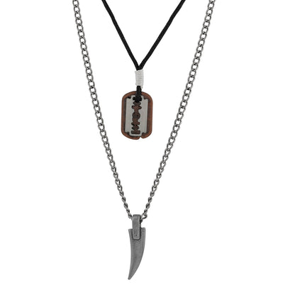 Polin Men's Layered Black Necklace