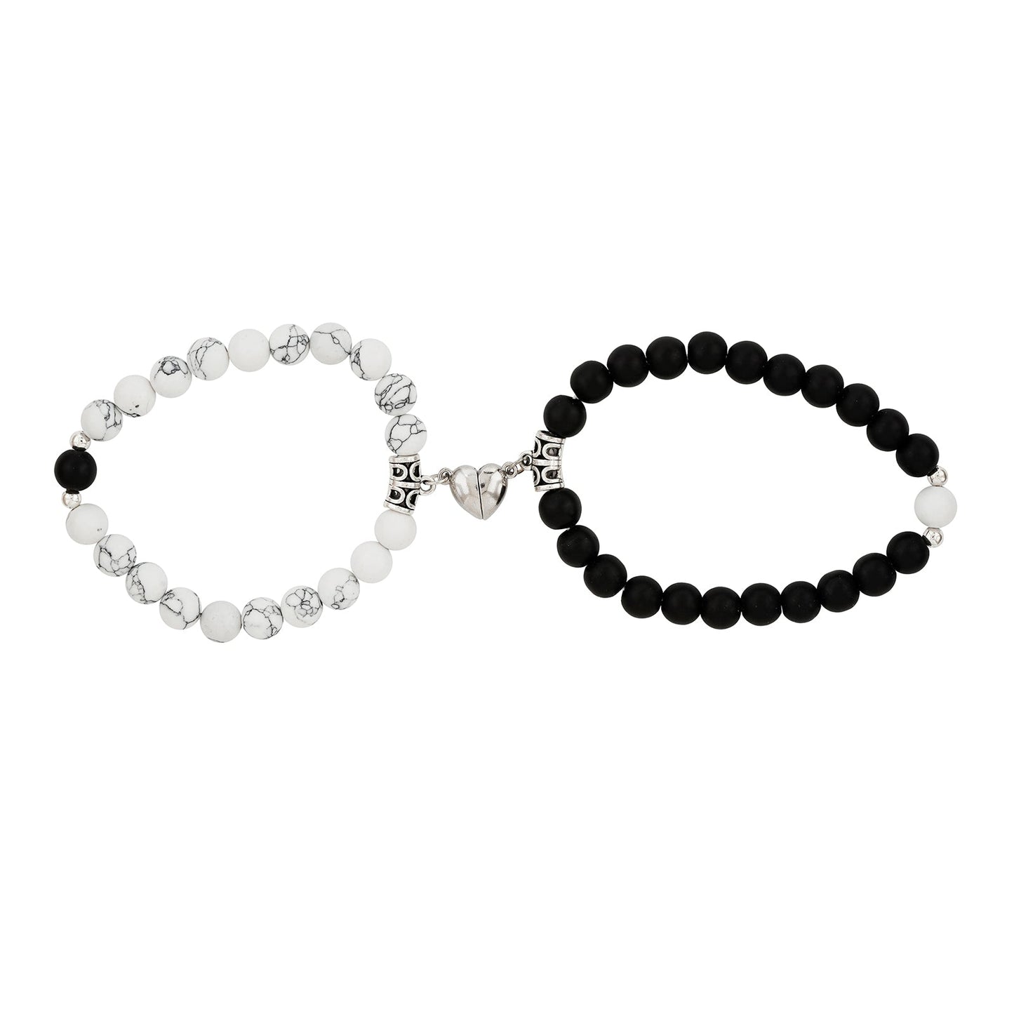 New Romantics Black And White Couple Beaded Bracelet