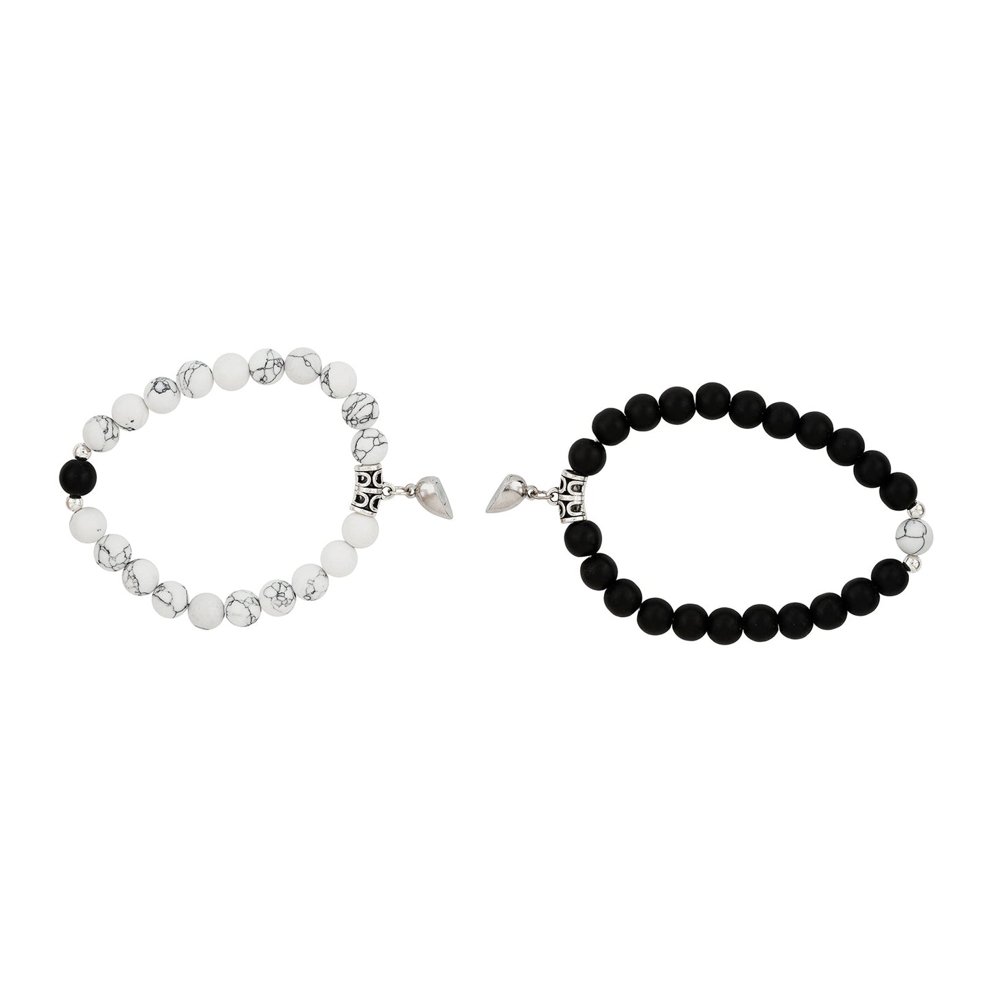 New Romantics Black And White Couple Beaded Bracelet