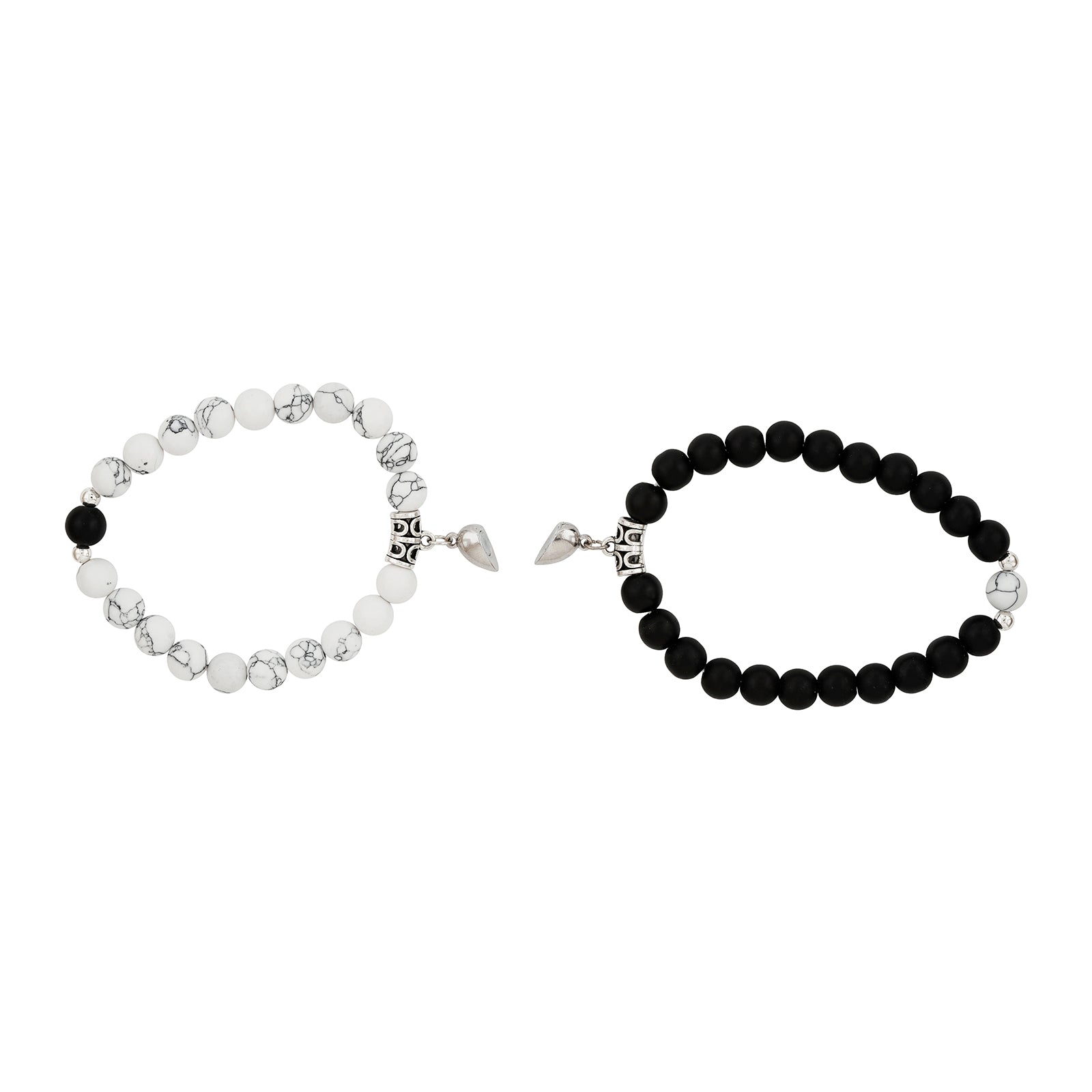 New Romantics Black And White Couple Beaded Bracelet