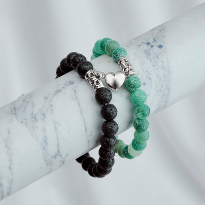 Sparks Fly Black And Blue Couple Beaded Bracelet