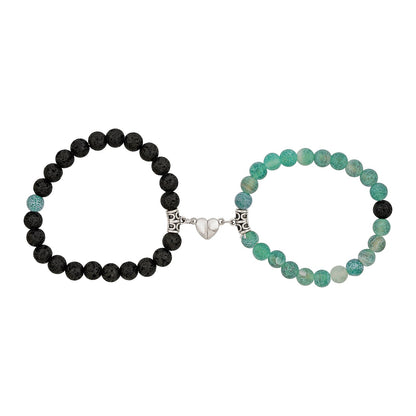 Sparks Fly Black And Blue Couple Beaded Bracelet