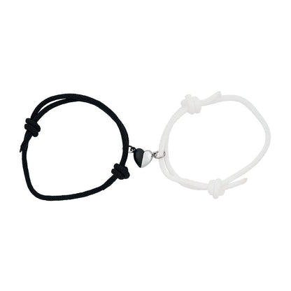 Love Story Black And White Couple Beaded Bracelet