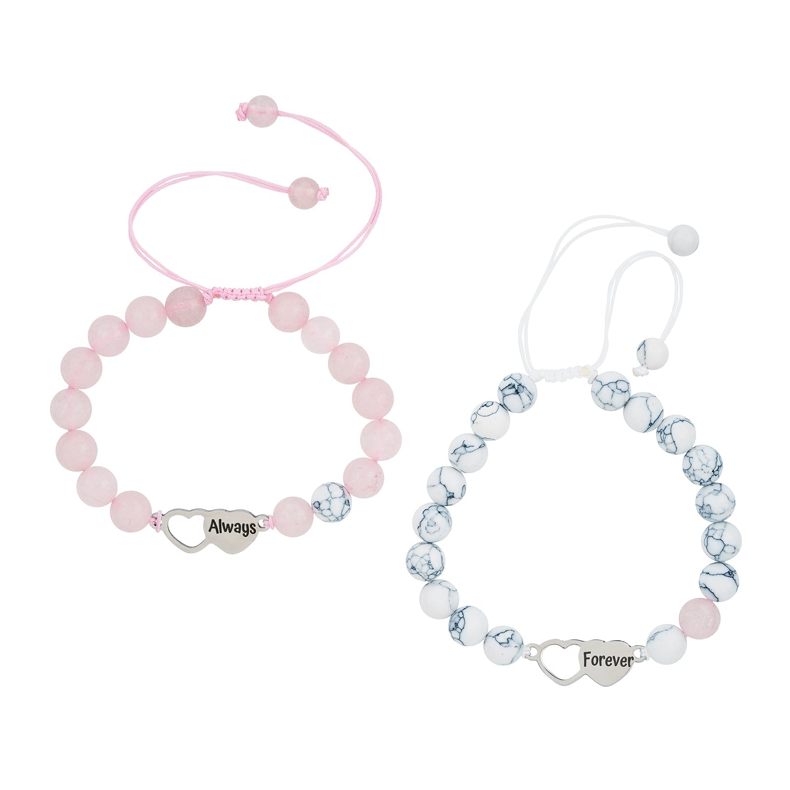 Enchanted Pink And White Couple Beaded Bracelet