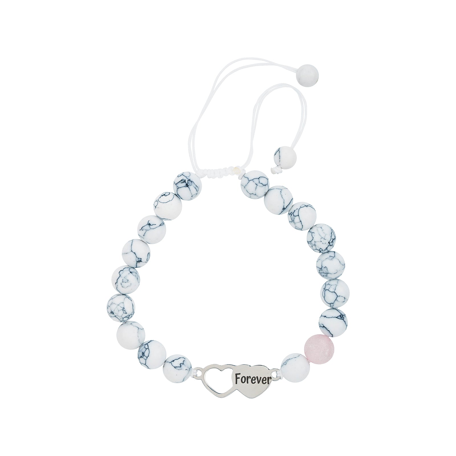 Enchanted Pink And White Couple Beaded Bracelet