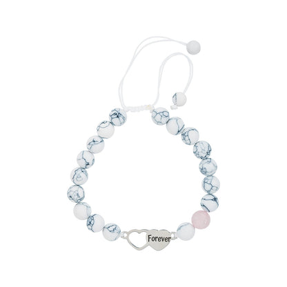 Enchanted Pink And White Couple Beaded Bracelet