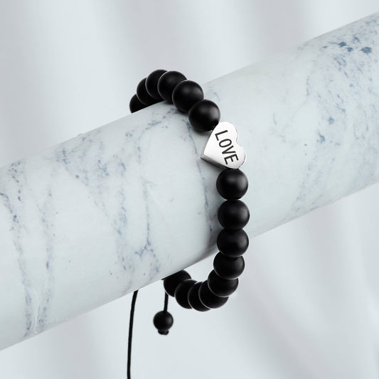 Today Was a Fairytale Black Couple Beaded Bracelet