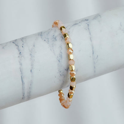 Long Live Pink And Gold Beaded Bracelet