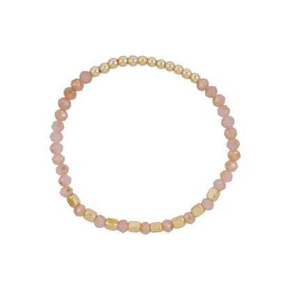Long Live Pink And Gold Beaded Bracelet