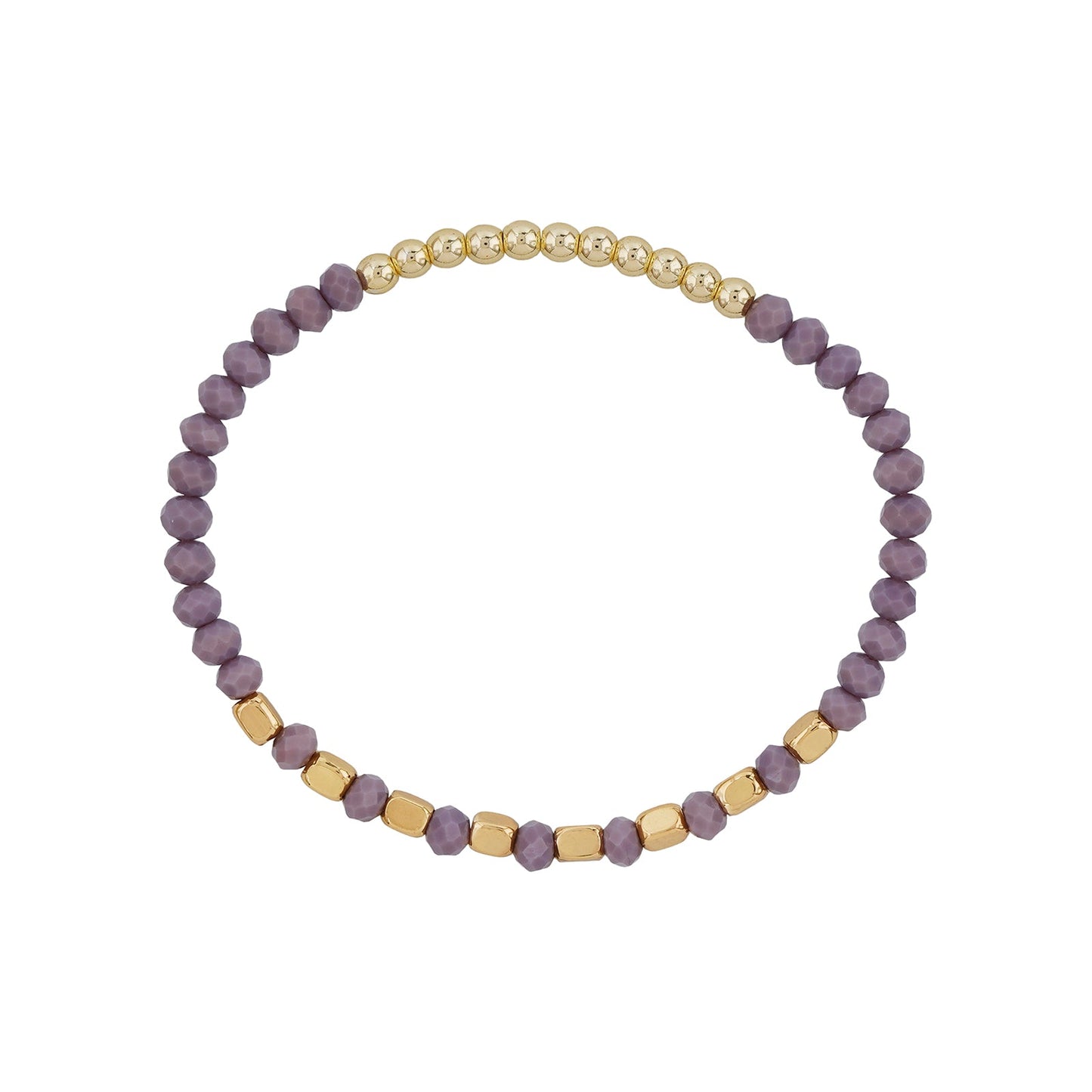 Lavendar Haze Violet And Gold Beaded Bracelet