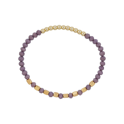 Lavendar Haze Violet And Gold Beaded Bracelet
