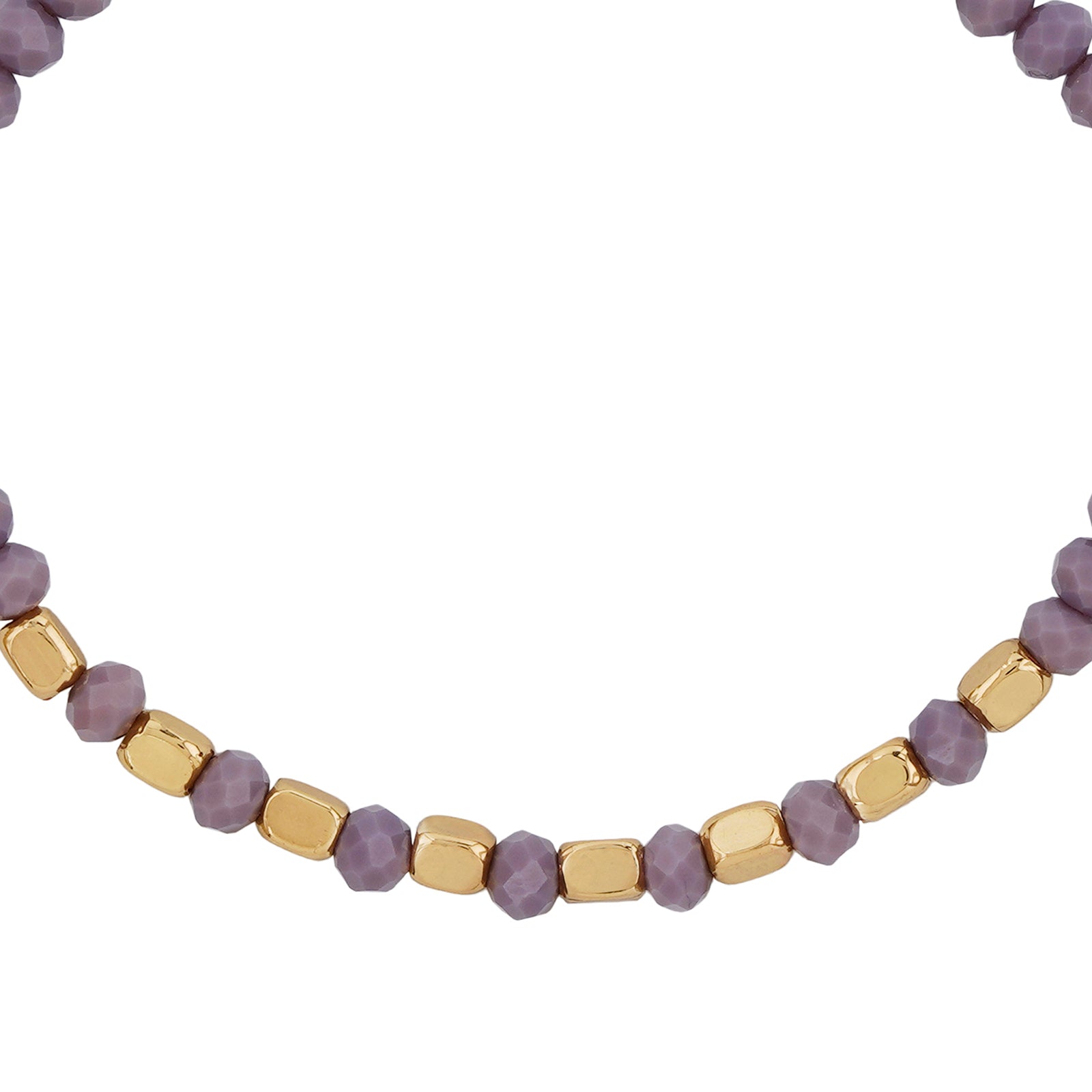 Lavendar Haze Violet And Gold Beaded Bracelet
