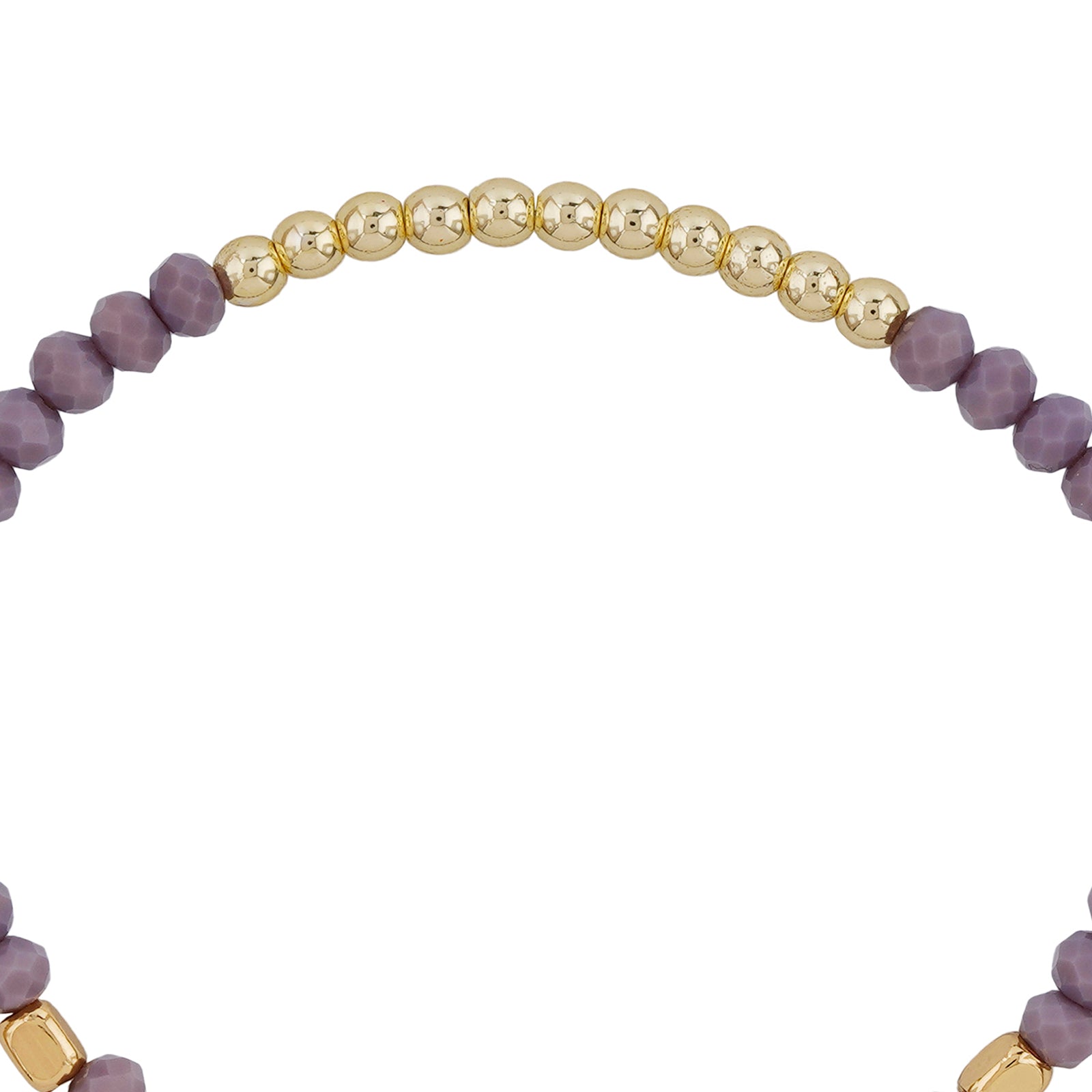 Lavendar Haze Violet And Gold Beaded Bracelet