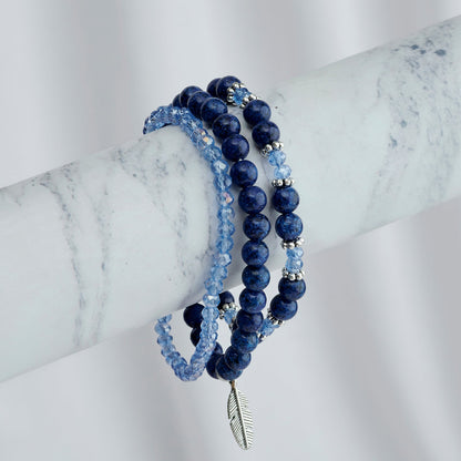 Snow On The Beach Blue Beaded Bracelet