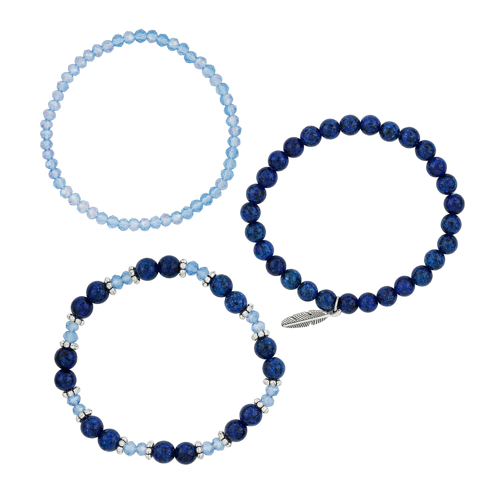 Snow On The Beach Blue Beaded Bracelet