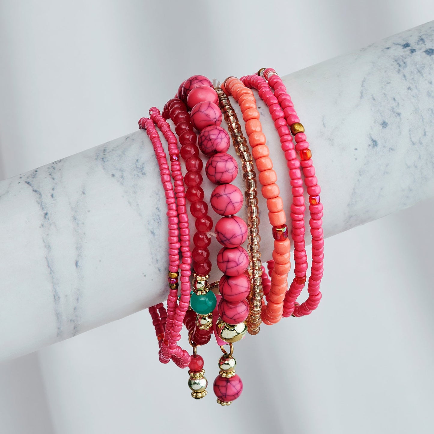 I Knew You Were Trouble Dark Pink Beaded Bracelet