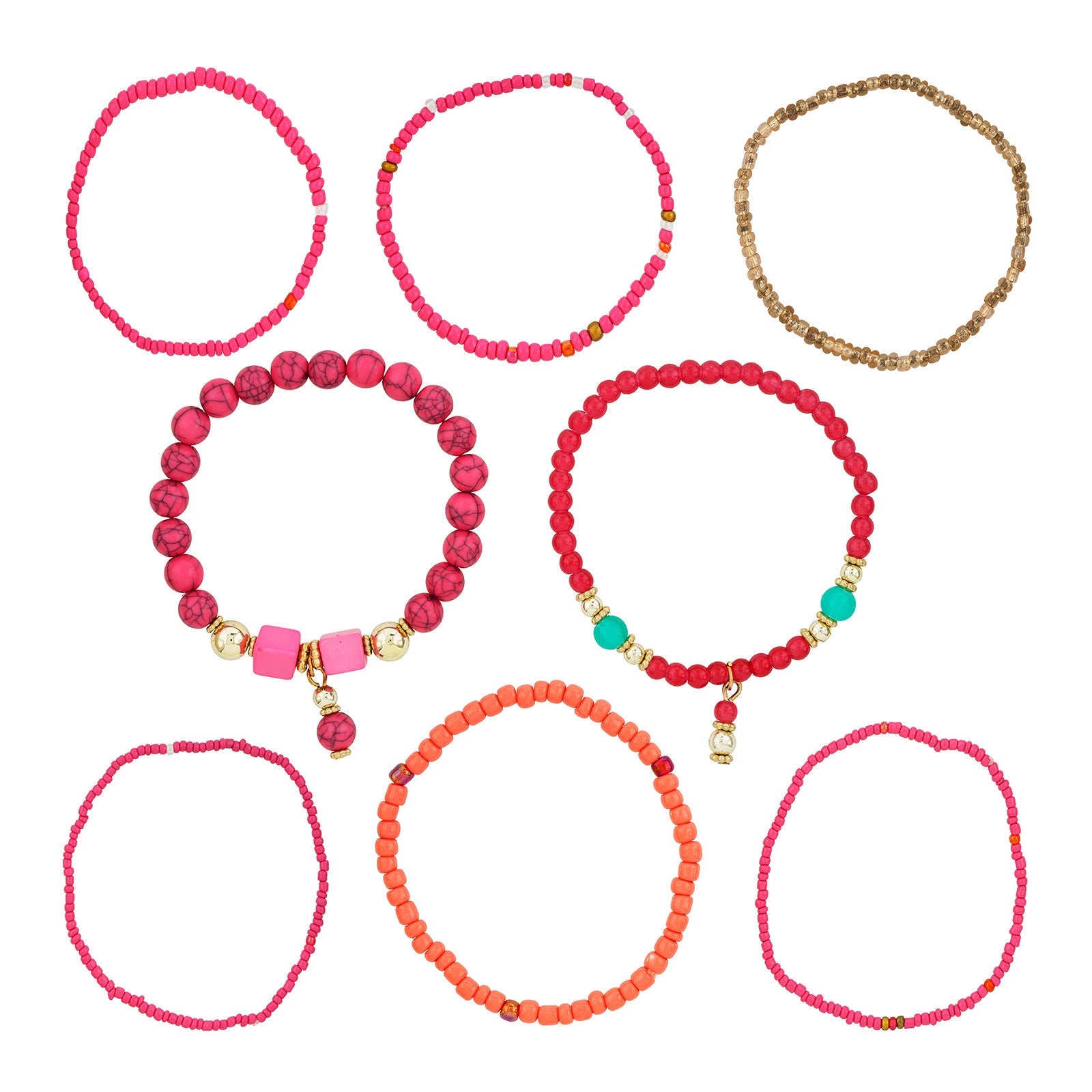 I Knew You Were Trouble Dark Pink Beaded Bracelet